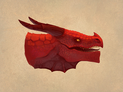 Dragon - Red bill harkins creature dragon fantasy fire illustration red