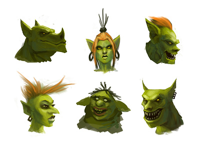 Troll Heads creatures goblins heads sketches studies trolls