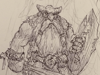 Stone Warden concept art doodle fantasy pen sketch warrior