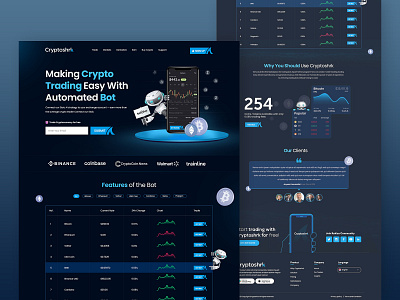 Cryptoshr bot branding graphic design minig robot ui web design website
