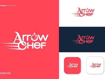 Arrow Chef Restaurant Food Delivery Apps Logo Design