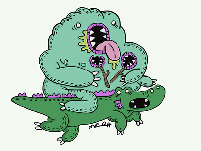 Crocodile Rider illustration sticker procreate