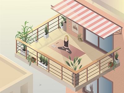 Yoga time balcony building isometric meditation yoga