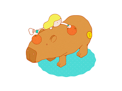 🍊Daily Doodle animal animals capybara doodle doodles editorial illustration illustration カピバラ 水豚
