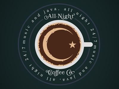All-Night Coffee Co. branding coffee coffee logo coffee store design graphic design illustrator logo retro vector