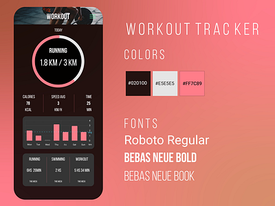 Workout Tracker 041 analytics app challenge dailyui dailyui041 design inspiration interface interfaz running swimming tracker trends ui user ux uxui workout