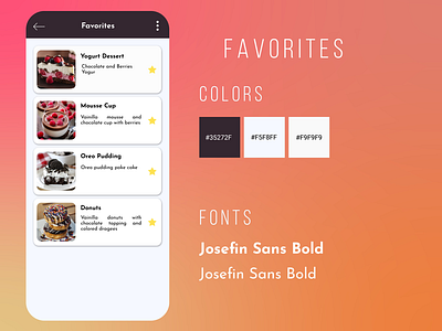Favorites 044 app cake card challenge daily dailyui dailyui044 design dessert favorites food inspiration interface trends ui ux