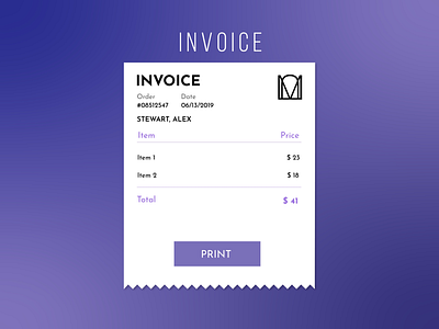 Invoice 046 challenge dailyui dailyui046 inspiration interface invoice item pay price print trends ui user ux uxui