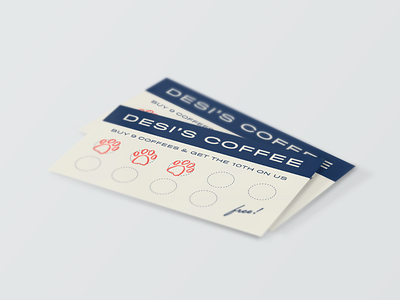 Desi's Coffee Punch Card brand collateral brand identity branding branding concept business card businesscard card coffee coffee shop coffeeshop identity identity design logo loyalty card mockup punch card retro font typography