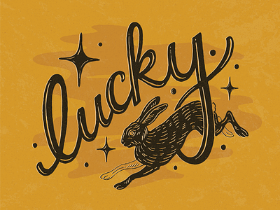 Lucky animal animal art animal illustration digital art digital illustration drawing handlettered handlettering illustration illustrator ipad pro lucky procreate rabbit script script lettering typographic typography typography art vector