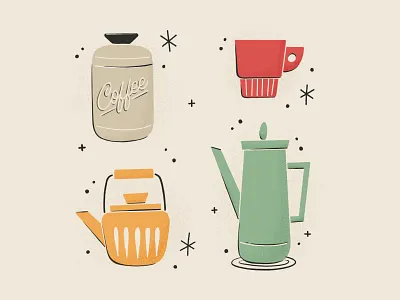 Mid-Century Modern Style Coffee coffee digital art digital drawing drawing handlettered handlettering illustration mid century mid century midcentury midcentury modern midcenturymodern procreate retro retro illustration teapot typography typography art vintage vintage illustration