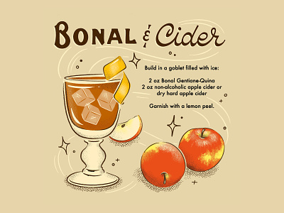 Bonal & Cider alcohol apple autumn beverage cider cocktail drawing drink fall handlettering illustration lettering recipe retro social media typography vintage