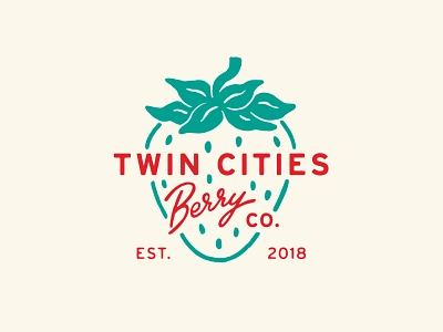 Twin Cities Berry Co. brand identity branding farm fruit graphic design handlettering identity illustration illustrator lettering logo logotype minnesota produce retro strawberry twin cities typography vector vintage