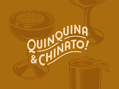 Quinquina & Chinato alcohol beverage branding cocktail digital art drawing drink food drink illustration illustrator liqueur liquor lockup logo quinquina retro typography typography art vector vintage