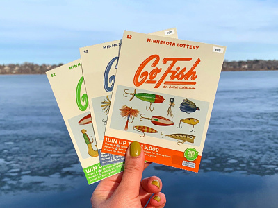 MN Lottery - "Go Fish" Scratch Game digital art drawing fish fishing fishing lure hand lettering illustration lake lettering logo lottery lures midwest minneapolis minnesota nature retro twin cities typography vintage
