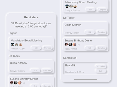 006 DailyUI - Reminders App Concept adobe photoshop adobe xd app dailyui neumorphic design neumorphism softui ui ui ux ui design uidesign ux