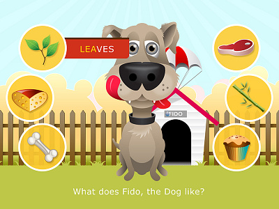 Feed Animals - Fido animals bamboo bone cheeze dog food game illustration vector