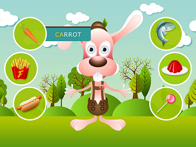 Feed Animals - Rabbit animals food game illustration rabbit vector