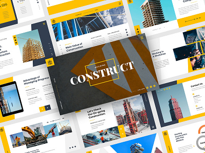 CONSTRUCT Business Company Powerpoint Template agency best powerpoint building business clean company construction construction powerpoint creative industrial iron portfolio powerpoint pptx presentation project real estate services wall yellow