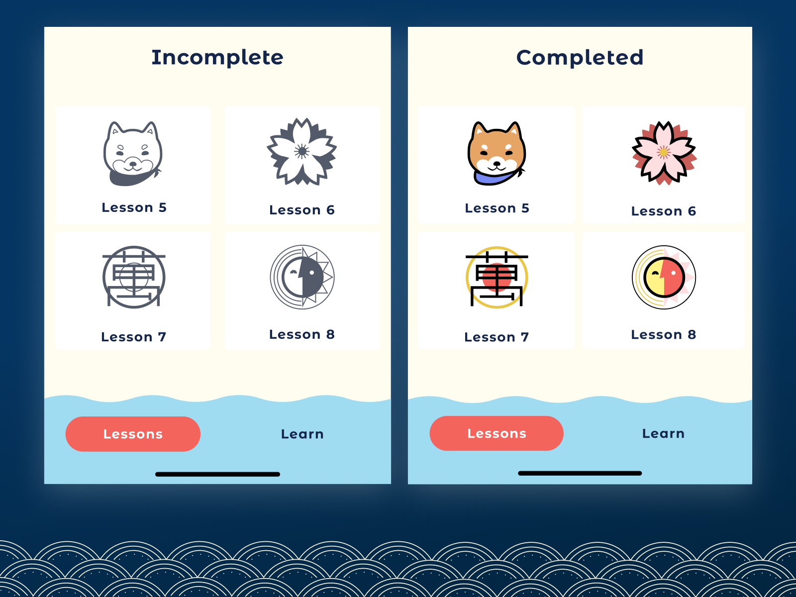 Japanese Kanji learning App UI by Diancheng Hu on Dribbble
