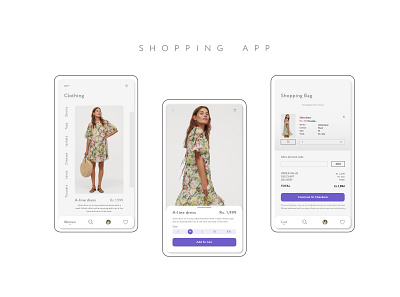 Shopping App adobexd app design branding clean clothing design icon minimal shopping simple trendy design ui women