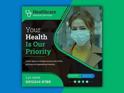 Medical healthcare template for instagram post design ads banner business doctor facebook flyer health hospital instagram media medical medicine minimalist post screening social specialist square supplies template