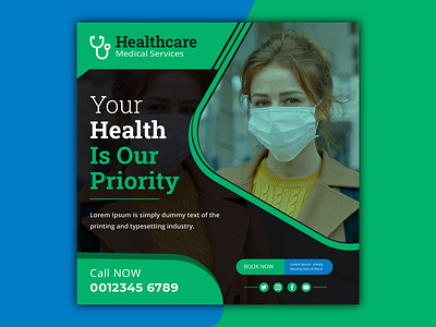 Medical healthcare template for instagram post design