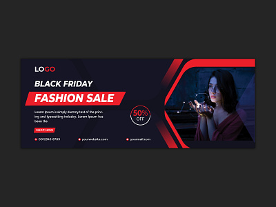 Black friday fashion sale social media facebook cover 2021