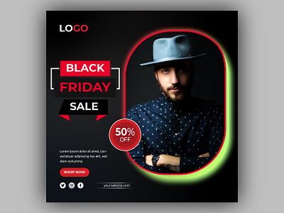 Black friday social media post design banner template