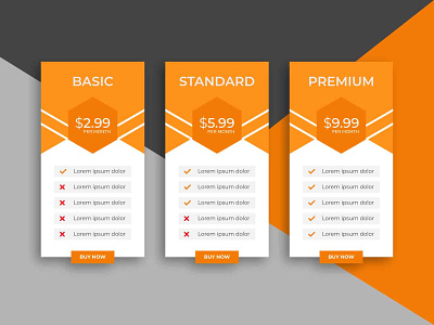 Pricing table template design banner basic business chart info infographic infographic design pnline premium price pricing service sign up standard subscription table template user ux website