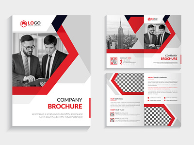 Company profile brochure template design with red color a4 bifold brochur branding brochure business creative flyer graphic design logo minimalist page print red color