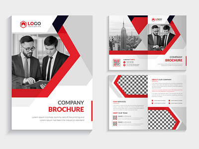 Company profile brochure template design with red color