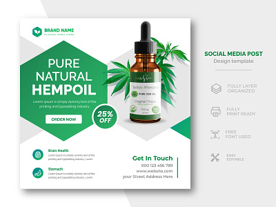 Hemp products square flyer social media Instagram post  template