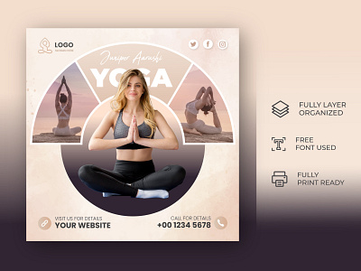 Yoga social media post design template & Instagram post design