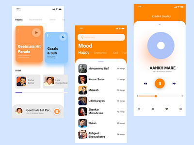 Bollywood Music Player app bollywood bollywood classic bollywood music design indian indian ui indianmusic mobileapp mp3player music player ui uiux