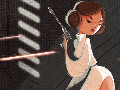 Princess Leia "Shoot like a girl" character design fan art illustration pinup poster princess leia shoot like a girl star wars