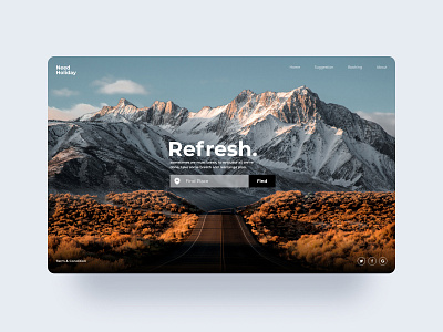 Refresh website for travelling big design mountain nature refresh travel typography ui ux web