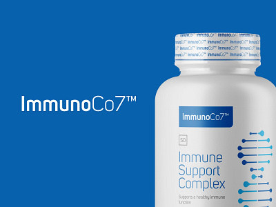 ImmunoCo7 bottle label branding clean corporate identity immune system logos minimalist package design typography