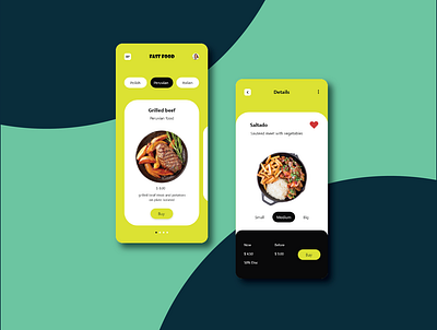 Food card app design ux