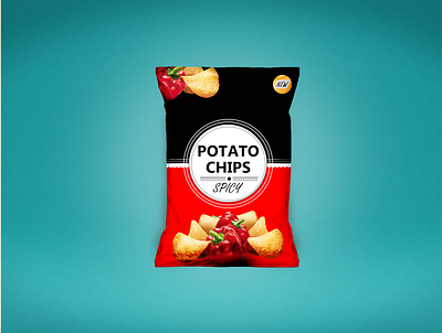 Potato chips design mokup photoshop