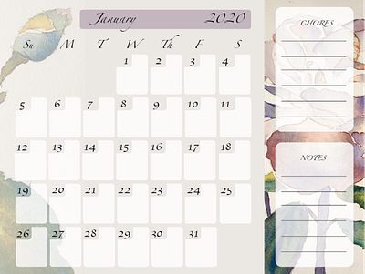 Floral Calendar adobe creative suite calendar design flower power illustration ui