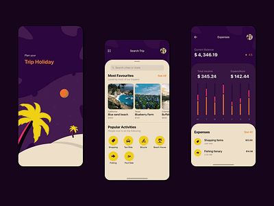 Trip Holiday app design illustration iphonex shot sketch file ui ux visual design