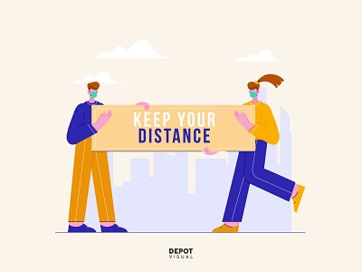 Keep Your Distance | Freebies flat freebies illustration medical people prevention social distancing vector
