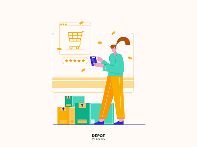Online Shopping app cart character ecommerce flat illustration marketplace people shopping