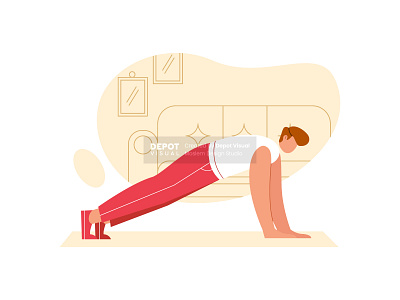 Exercise activity character exercise flat gym home illustration