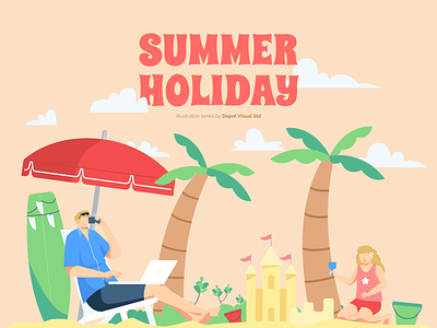 Summer Holiday is On! beach character family holiday people summer sun vacation