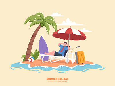 Relax on the beach! beach character chill flat holiday illustration nature relax summer sun vacation