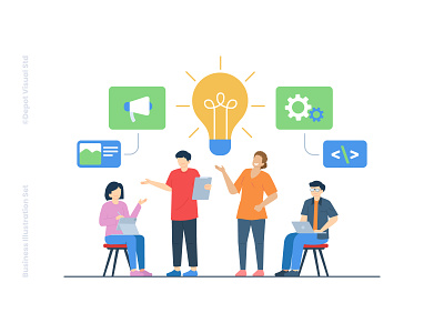 Business Teamwork business character idea illustration meeting people startup teamwork ui website