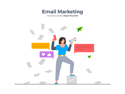 Email Marketing Illustration business character flat illustration mail marketing people startup
