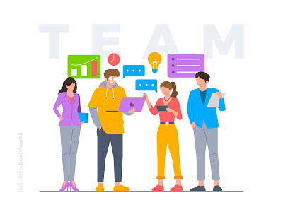 Our Top Team! business character diversity flat illustration member people startup team